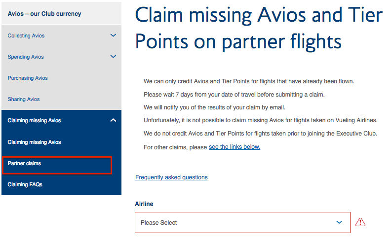 Partner flight claim