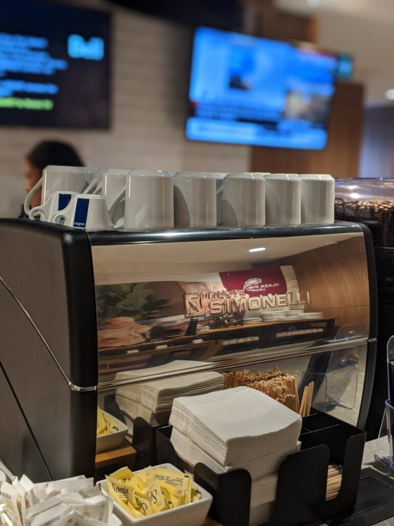 Espresso machine at the Plaza Premium Lounge Toronto Terminal 3